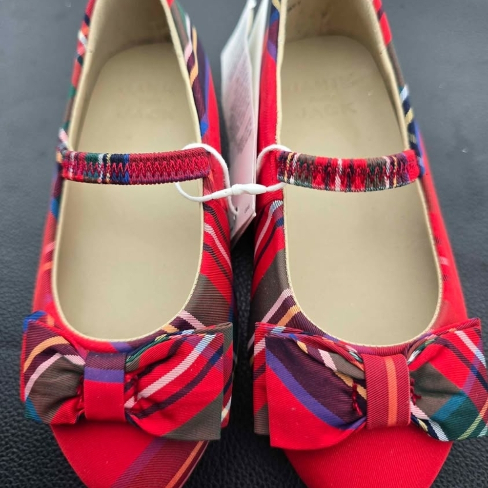 Size 7 Toddler Janie & Jack Red Plaid Dress Shoes New